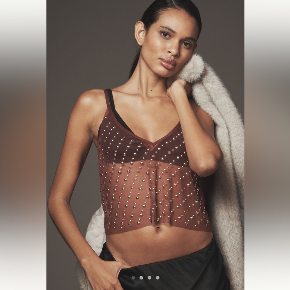 Anthropologie Studded Sheer Mesh Cami - Size  M/L